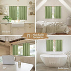 LAMIT Bedroom Linen Curtains 48 Inch Length 2 Panels, Soft Faux Linen Light Filtering Panels Rod Pocket Farmhouse Privacy Drapes for Kitchen/Window/Loft Room, 42 x 48 Inch, Sage Green
