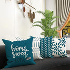 YCOLL Pillow Covers 16x16 Set of 4, Modern Sofa Throw Pillow Cover, Decorative Outdoor Linen Fabric Pillow Case for Couch Bed Car,Teal