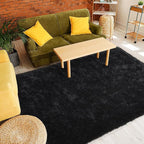 Amearea Premium Soft Area Rug 4x5.3 Feet, Black Rugs for Living Room, Fluffy Carpet for Bedroom Nursery Playroom Teen Home Decor, Comfortable Indoor Furry Dorm Carpets, Black