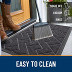 OLANLY Front Door Mat Indoor Outdoor Entrance, Waterproof All-Season, All-Weather Doormat, Sturdy Natural Rubber, Low Profile, Easy Clean Patio Porch Entryway Mat, Herringbone Brick (Grey, 36x24)