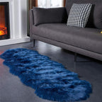 EasyJoy Ultra Soft Fluffy Shaggy Area Rug Faux Fur Rug Chair Cover Seat Pad Fuzzy Area Rug for Bedroom Floor Sofa Living Room (2 x 6 ft Sheepskin, Dark Blue)