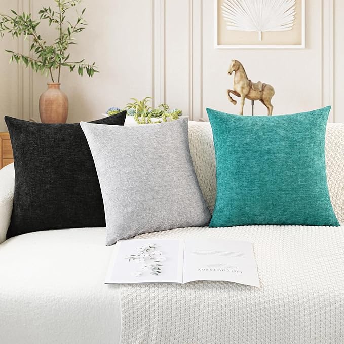 CaliTime Decorative Couch Throw Pillow Covers 26 X 26 Inches Black