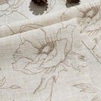 jinchan Floral Linen Curtains for Living Room 63 Inch Length Taupe Flower Curtain Rod Pocket Back Tab Farmhouse Curtains with Printed Floral Bedroom Window Curtain Set, 2 Panels Taupe