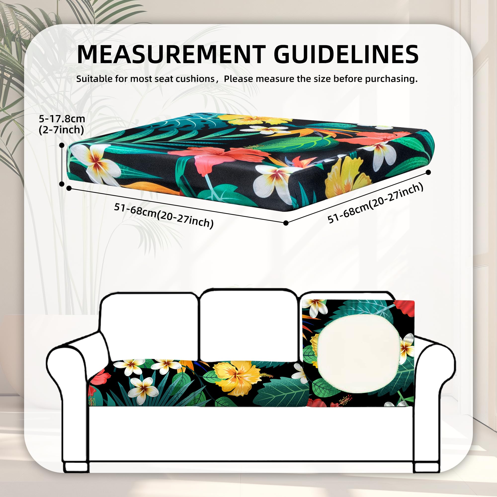 8 Piece Outdoor Cushion Covers, Patio Sofa Cushion Covers, Stretch Fit