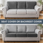 Taque Couch Cover Stretch Velvet Sofa Cushion Cover 3-Piece - Elastic Washable Slipcover for Seat or Backrest, Couch Seat Covers for Sofas (Grey)
