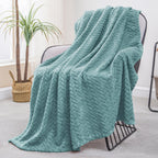 Exclusivo Mezcla Fleece Throw Blanket for Couch Sofa, 50”x70”, Celadon