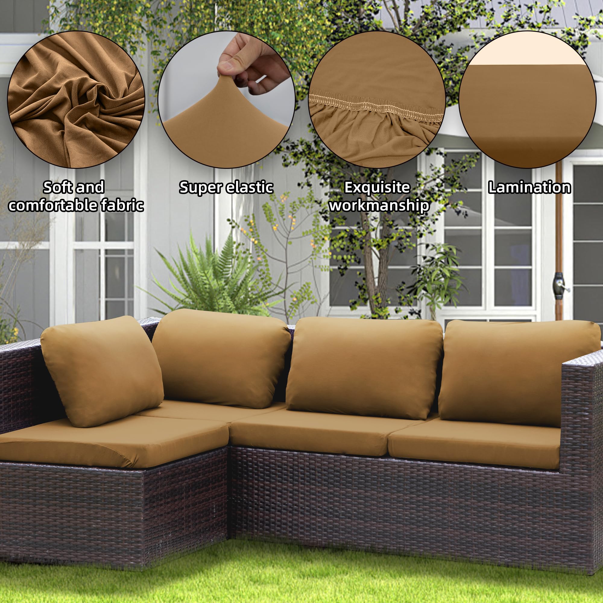 SUKAIKEQA 8PCS Patio Cushion Covers.Patio Furniture Couch SeatSlipcovers