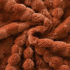 Puncuntex Burnt Orange Throw Blanket 90"×90" inches Fuzzy 3D Jacquard Decorative Flannel Fleece Super Soft Plush Cozy Blanket for Couch Sofa Chair Lightweight
