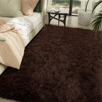 LOCHAS Ultra Soft Indoor Modern Area Rugs Fluffy Living Room Carpets for Children Bedroom Home Decor Nursery Rug 5x8 Feet, Brown