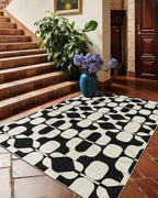 Latte&Fog 3x5 Entryway Rug, Vintage Washable Area Rug, Boho Non Slip Low Pile Throw Carpet for Indoor Bedroom Bedside, Kitchen, Entry and Living Room - Black Beige