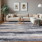 Lansny Modern Abstract 8x10 Large Machine Washable Living Room Rug Non-Slip Soft Bedroom Area Rug Grey Black Multi Ultra Thin Print Faux Wool Carpet Throw Rugs for Nursery Playroom Dining Room Indoor