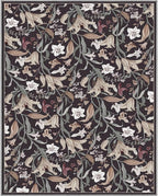 Area Rug 8x10 Vintage Rug Traditional Mat,Non Slip Indoor Boho Area Rug Carpet Home Décor for Entryway, Bedroom, Dining Room (Dark Floral)