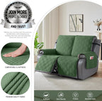 TAOCOCO 100% Waterproof Loveseat Recliner Covers 2 Seater, Split Loveseat Covers for Reclining loveseat, Non Slip Reclining Couch Cover with Double Straps for Kids, Pets(2 Seater, Vine Green)