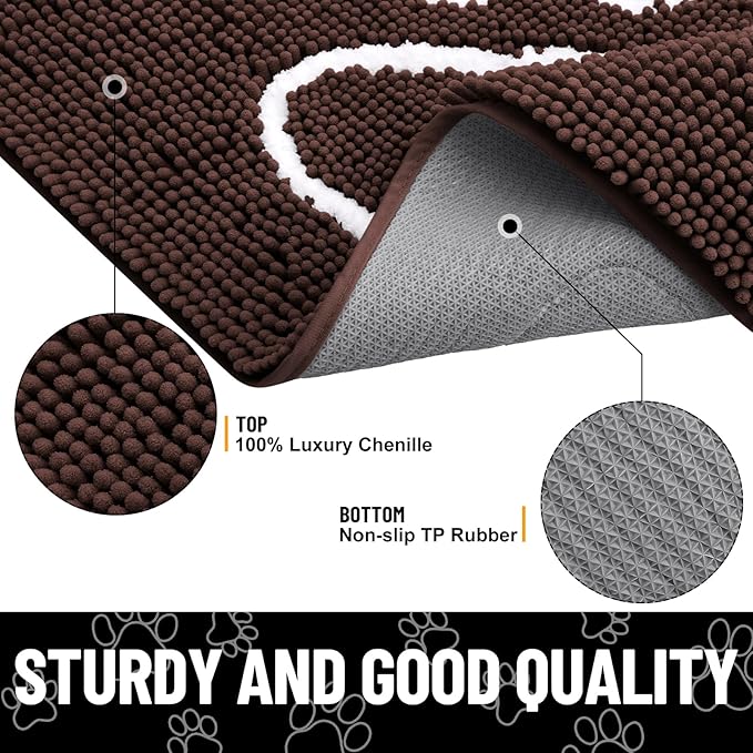 Smiry Dog Door Mat for Muddy Paws, Absorbent Non Slip Dirt Trapper, 30x20