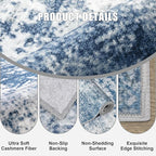 FXRHLP 8x10 Area Rug Living Room: Modern Washable Indoor Soft Carpet Blue