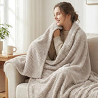 Exclusivo Mezcla Fleece Bed Blanket Twin Size, Super Soft and Warm Blankets for Couch, Sofa and Bed Waffle Textured, Cozy, Fuzzy and Lightweight (Tan, 90x66 Inches)