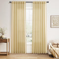 Nanspring Modern Farmhouse Curtains Linen for Living Room 84 Inches Long Cream Yellow Light Filtering Sheer Curtains Back Tab and Rod Pocket Privacy Curtain for Bedroom Office 52x84, 2 Panels