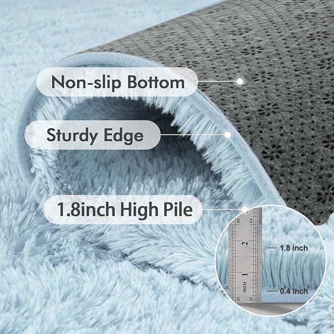 8x10 Ft Extra Large Shag Rugs for Living Room, Ultra Soft Fluffy Furry Area Rugs for Bedroom Indoor Floor, Aesthetic Carpet for Kids Home Decor (Light Blue)