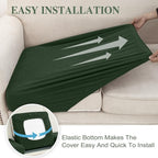 Couch Cushion Covers for Sectional Sofa L Shape Washable Separate Seat Chaise Couch Cover Stretch Sofa Slipcovers with 2 Pcs Pillowcases(3 Seater + 1 Chaise, Green)