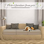 Newwiee Set of 4 Stretch Patio Cushion Covers Sofa Couch Seat Chair Slipcovers Cushion Cover Replacement Furniture Protector for Pets Washable(Sand,Seat Cover,Solid)