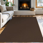 KOZYFLY Washable Area Rug 4x6 ft Non Slip Rubber Backed Living Room Rugs Braided Woven Cotton Kitchen Rugs Indoor Entryway Rug Floor Carpet for Dining Living Room Bedroom, Reddish Brown/Coffee