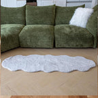 ThreadGlobe Fluffy Faux Rabbit Fur Rug Runner 2'x6', Ultra Soft & Non-Slip Rugs for Bedroom, Living Room, Nursery, No Shedding Machine Washable Rug, Grey, 2x6 Ft