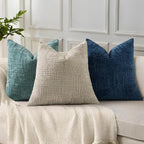 decorUhome Textured Chenille Throw Pillow Covers 26x26 Set of 2 Teal