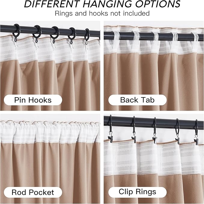 RYB HOME Blush Velvet Curtains 72 inches with Hook Belt, Back Tab