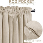 Linen Textured Total Blackout Curtains for Bedroom 96 Inches Long, Oatmeal