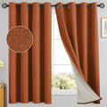 Yakamok Burnt Orange Linen Curtains 63 Inches Long for Living Room