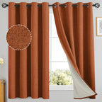 Yakamok Burnt Orange Linen Curtains 63 Inches Long for Living Room