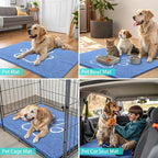 Smiry Dog Door Mat for Muddy Paws, Absorbent Dirt Trapper Non Slip Quick Dry Washable Chenille Mat for Mud Dogs, Entry Rug for Indoor and Outdoor (30x20 Inches, Cornflower Blue and White)