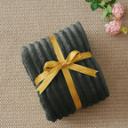 BEDELITE Fleece Throw Blanket for Couch - 300GSM Soft & Warm Fluffy Charcoal Grey Blanket, Decorative and Giftable Striped Blankets for Women, Men, 50"x60"