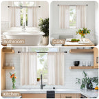 BGment 36 Inch Length Oatmeal Linen Curtains for Kitchen Window - Small Half Drapes Light Filtering Semi Sheer Natural Textured with Rod Pocket for Cafe Bathroom, 2 Panels Set, 30 X 36 Inch
