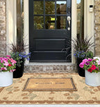 3x5 Floral Entry Rug - Small Washable Indoor Outdoor Mats for Front Door Non-Slip Jute-Look Porch Rug Boho Tan Scalloped Throw Rugs for Living Room Bedroom Entryway Kitchen Office Porch Decor