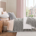 UGG Adalee Faux Fur Full/Queen Blanket, Double-Sided Fluffy Blanket, Cozy Oversized Throw for Couch, Washable Bedding for Full or Queen Bed, Luxury Home Decor, 90" x 90", Seal Grey
