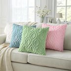 decorUhome Summer Throw Pillow Covers 12x20 Inch Set of 2, Soft Plush Faux Wool Aqua Solid Couch Pillow Covers, Accent Farmhouse Neutral Rectangle Pillow Cases for Sofa Bed Living Room