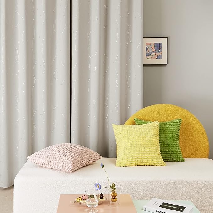 Deconovo Living Room Curtains 45 Inches Long, Blackout Curtains for Bedroom