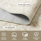 5x7 Area Rugs for Living Room Washable Rug: Anti-Skid Abstract Modern Living Room Rug Soft Thin Carpets Indoor Floor Non-Shedding Carpet for Bedroom Dining Farmhouse Nursery Beige White