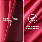 MIULEE Velvet Curtains Berry Elegant Grommet Thermal Insulated Soundproof Room Darkening Curtains/Drapes for Classical Living Room Bedroom Decor 52 x 84 Inch Set of 2