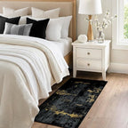 Washable Area Rugs 2'x4' Non-Slip Modern Abstract Soft for Living Room Entryway Bedroom Nursery, Print Pattern, Dark Black Gold