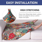 hyha Printed Couch Cushion Covers, Floral Sofa Covers Washable for Cushion Couch, Stretch Pattern Outdoor Cushion Covers for Patio Furniture with Elastic Bottom(Small, Diamond Mandala)