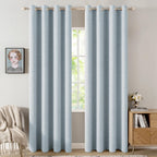 MIULEE 100% Blackout Linen Curtains for Bedroom 52x96 Inches Chambray Blue