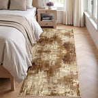 Washable Area Rugs 2'x8' Non-Slip Modern Abstract Soft for Living Room Entryway Bedroom Nursery, Print Pattern, Brown Tan Beige Coffee
