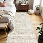 2x6 Washable Hallway Runner Rug - Moroccan Non-Slip Indoor Table Long Runners for Entryway Soft Low Pile Neutral Rugs for Kitchen Waterproof Geometric Carpet for Bedroom Bathroom Laundry 2x6 Beige