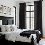 Nanspring Vintage Black Linen Curtains 96 Inches Long for Living Room Light Filtering Semi Sheer Curtain Back Tab Privacy Luxury Gothic Vintage Decor Drapes for Bedroom Office 52x96, 2 Panels