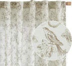 jinchan Linen Floral Curtains for Living Room 96 Inch Length Taupe Printed Flower French Country Curtain Farmhouse Cottage Core Toile Curtains Back Tab Light Filtering Window Drapes Set 2 Panels