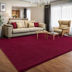 AROGAN Modern Shag Area Rug for Bedroom, 4x6 Feet Washable Rugs for Living Room, Indoor Floor Carpet Rugs, Plush Memory Foam Bedside for Kids Girls Teens Room Low Pile Rug Decor, Wine Red