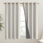 NICETOWN Snowbound Vintage Linen 100% Blackout Curtains for Living Room, Thermal Insulated Curtains 63" Long, Noise Reducing Window Treatment Drapes for Hall Room, 52" Wide Per Panel, Set of 2