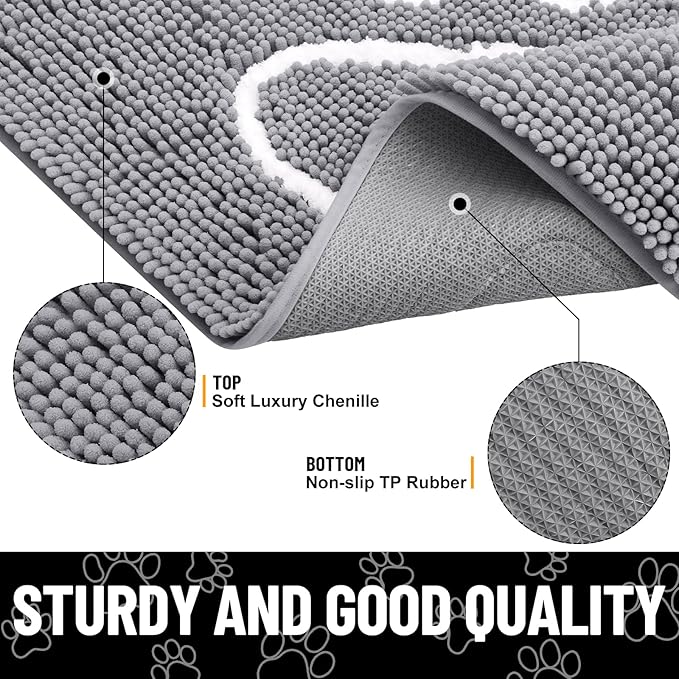 Smiry Dog Door Mat for Muddy Paws, Absorbent Non Slip Dirt Trapper, 40x32